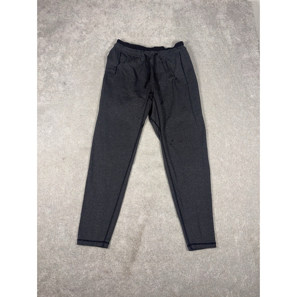 lululmeon double waistband slim tapered leg pants dark gray medium womens  *flaw